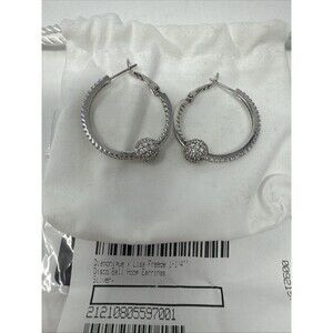 Diamonique x Lisa Freede 1-1/4" Disco Ball Hoop Earrings, $90, Silver Tone NEW